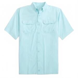 NEW HEYBO OUTDOORS men's beaufort glacier button up shirt in blue
